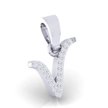 Load image into Gallery viewer, white gold alphabet initial letter 'v' diamond pendant - 3