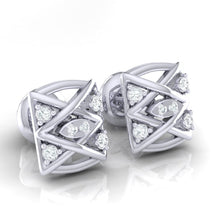 Load image into Gallery viewer, 18Kt white gold real diamond earring by diamtrendz