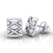 Load image into Gallery viewer, 18Kt white gold real diamond earring by diamtrendz