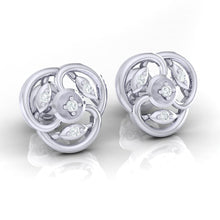 Load image into Gallery viewer, 18Kt white gold real diamond earring by diamtrendz