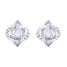 Load image into Gallery viewer, 18Kt white gold real diamond earring by diamtrendz