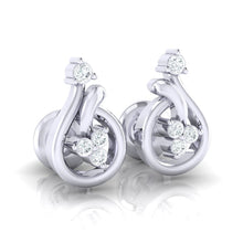 Load image into Gallery viewer, 18Kt white gold real diamond earring by diamtrendz