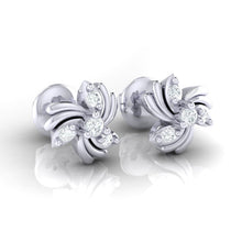 Load image into Gallery viewer, 18Kt white gold real diamond earring by diamtrendz