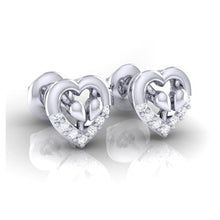Load image into Gallery viewer, 18Kt white gold heart diamond earring by diamtrendz
