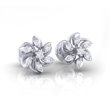 Load image into Gallery viewer, 18Kt white gold floral diamond earring by diamtrendz