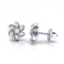 Load image into Gallery viewer, 18Kt white gold floral diamond earring by diamtrendz