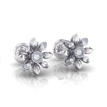 Load image into Gallery viewer, 18Kt white gold floral diamond earring by diamtrendz