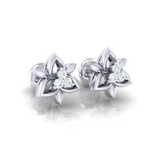 Load image into Gallery viewer, 18Kt white gold floral diamond earring by diamtrendz