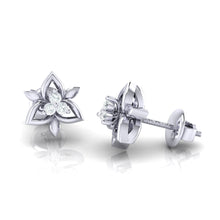 Load image into Gallery viewer, 18Kt white gold floral diamond earring by diamtrendz
