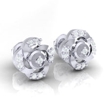 Load image into Gallery viewer, 18Kt white gold real diamond earring by diamtrendz