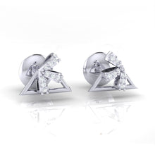 Load image into Gallery viewer, 18Kt white gold real diamond earring by diamtrendz