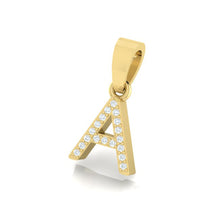 Load image into Gallery viewer, yellow gold alphabet initial letter &#39;A&#39; diamond pendant - 2
