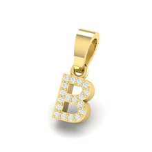 Load image into Gallery viewer, yellow gold alphabet initial letter 'B' diamond pendant - 2