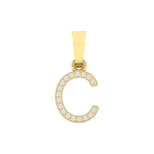 Load image into Gallery viewer, yellow gold alphabet initial letter 'C' diamond pendant - 1