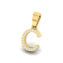Load image into Gallery viewer, yellow gold alphabet initial letter 'C' diamond pendant - 2
