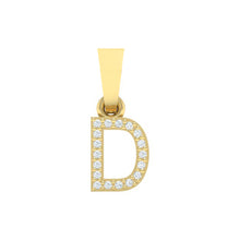 Load image into Gallery viewer, yellow gold alphabet initial letter 'D' diamond pendant - 1