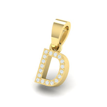 Load image into Gallery viewer, yellow gold alphabet initial letter 'D' diamond pendant - 2