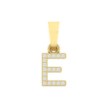 Load image into Gallery viewer, yellow gold alphabet initial letter &#39;E&#39; diamond pendant - 1
