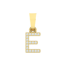 Load image into Gallery viewer, yellow gold alphabet initial letter 'E' diamond pendant - 1