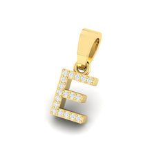 Load image into Gallery viewer, yellow gold alphabet initial letter 'E' diamond pendant - 2