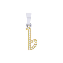 Load image into Gallery viewer, yellow gold alphabet initial letter &#39;b&#39; diamond pendant - 1
