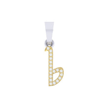 Load image into Gallery viewer, yellow gold alphabet initial letter 'b' diamond pendant - 1