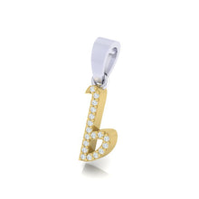 Load image into Gallery viewer, yellow gold alphabet initial letter 'b' diamond pendant - 2