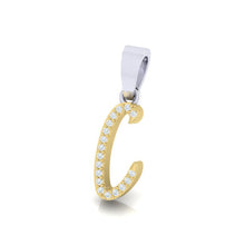Load image into Gallery viewer, yellow gold alphabet initial letter &#39;c&#39; diamond pendant - 2
