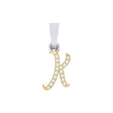 Load image into Gallery viewer, yellow gold alphabet initial letter 'K' diamond pendant - 1