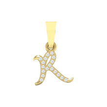 Load image into Gallery viewer, yellow gold alphabet initial letter 'R' diamond pendant - 1