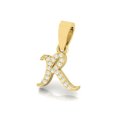 Load image into Gallery viewer, yellow gold alphabet initial letter 'R' diamond pendant - 2