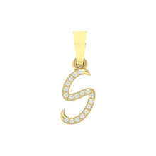Load image into Gallery viewer, yellow gold alphabet initial letter 's' diamond pendant - 1