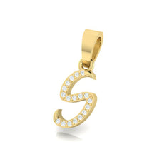 Load image into Gallery viewer, yellow gold alphabet initial letter 's' diamond pendant - 2