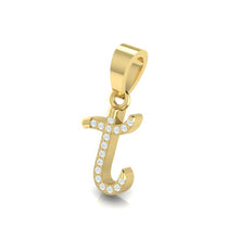 Load image into Gallery viewer, yellow gold alphabet initial letter 't' diamond pendant - 2