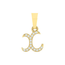 Load image into Gallery viewer, yellow gold alphabet initial letter &#39;x&#39; diamond pendant - 1
