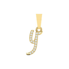Load image into Gallery viewer, yellow gold alphabet initial letter &#39;y&#39; diamond pendant - 1
