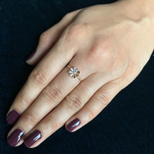 Load image into Gallery viewer, rose gold natural diamond floral ring