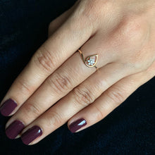 Load image into Gallery viewer, rose gold diamond pear ring real photo