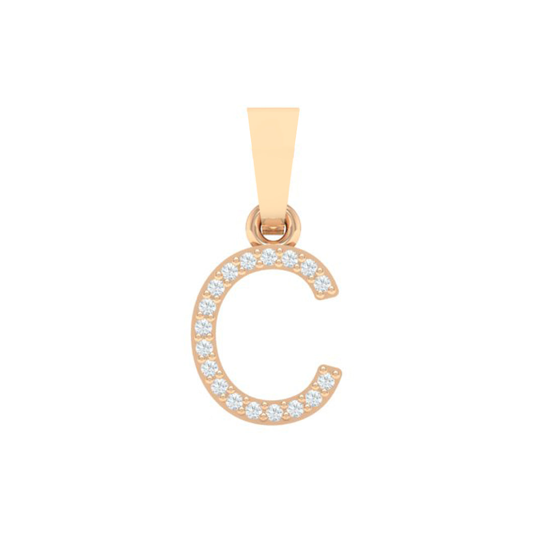 rose gold alphabet initial letter 'C' diamond pendant - 1