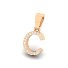 Load image into Gallery viewer, rose gold alphabet initial letter 'C' diamond pendant - 2