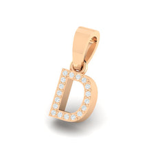Load image into Gallery viewer, rose gold alphabet initial letter &#39;D&#39; diamond pendant - 2
