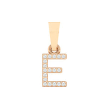 Load image into Gallery viewer, rose gold alphabet initial letter &#39;E&#39; diamond pendant - 1
