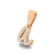 Load image into Gallery viewer, rose gold alphabet initial letter &#39;a&#39; diamond pendant - 2
