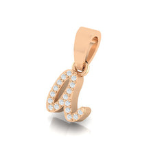 Load image into Gallery viewer, rose gold alphabet initial letter 'a' diamond pendant - 2