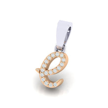 Load image into Gallery viewer, rose gold alphabet initial letter 'e' diamond pendant - 2