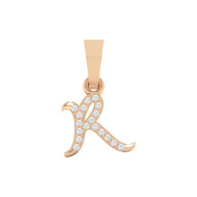 Load image into Gallery viewer, rose gold alphabet initial letter 'R' diamond pendant - 1
