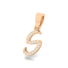 Load image into Gallery viewer, rose gold alphabet initial letter 's' diamond pendant - 2