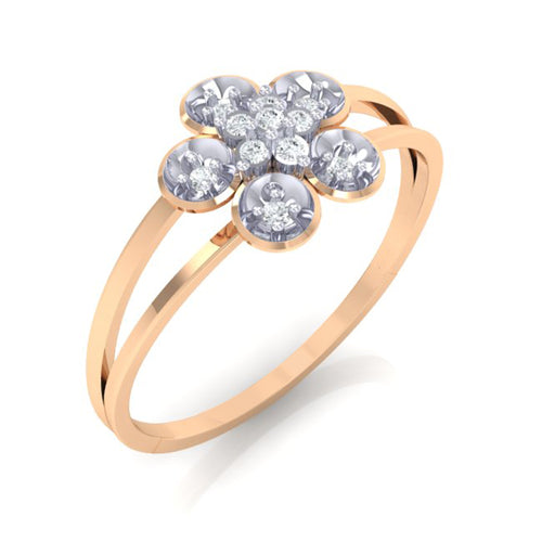 18Kt rose gold floral diamond ring by diamtrendz