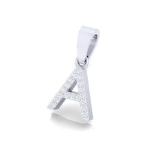 Load image into Gallery viewer, white gold alphabet initial letter 'A' diamond pendant - 2
