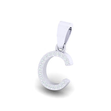 Load image into Gallery viewer, white gold alphabet initial letter 'C' diamond pendant - 2